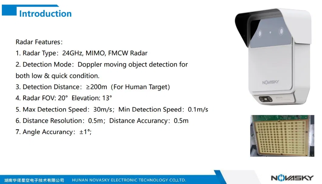 Sp150vf Radar Video Surveillance System for Perimeter Intrusion Detection