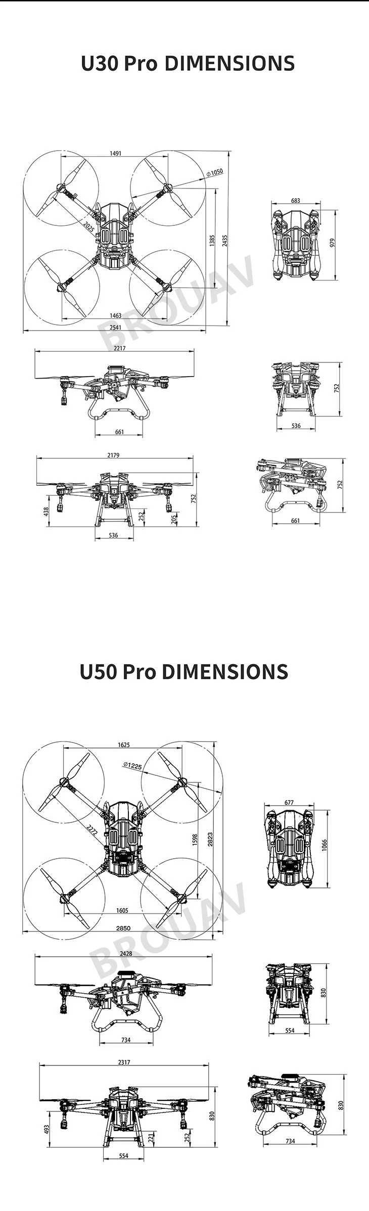 Agriculture Uav Drone U50 Max, 4 Axle Drone Agriculture Uav