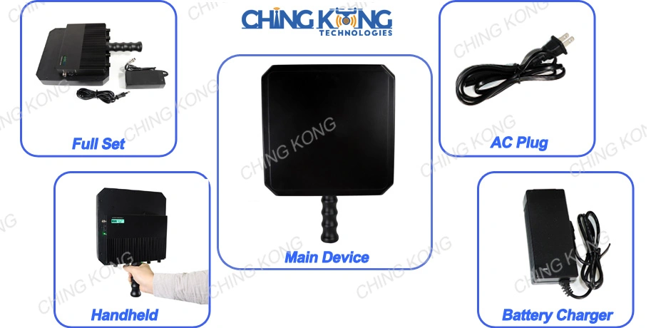 1000m 4-Band 40W Portable 800 900MHz 2.4G 5.8g GPS Jamming Device