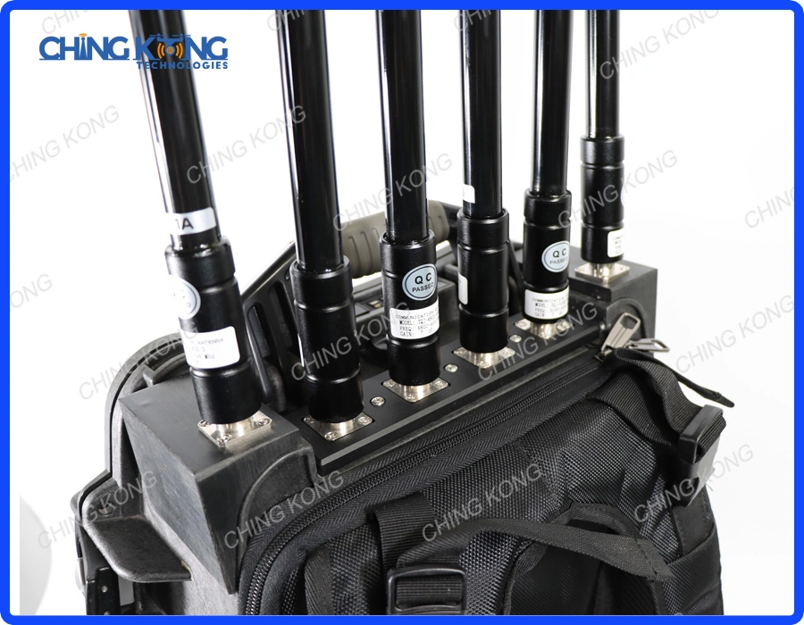 6 Channels 150W High Power Manpack Uavs 2.4G GPS 5.8g 433 Anti Drone Jammer