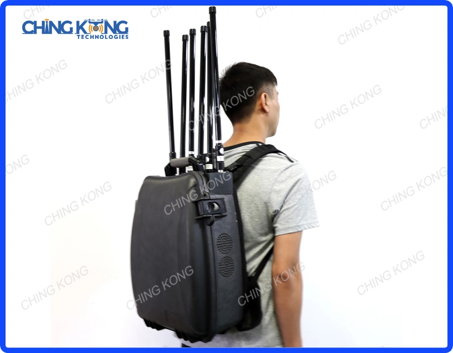 6 Channels 150W Backpack 2.4G GPS 5.8g 433 Anti Drone Signal Jammer