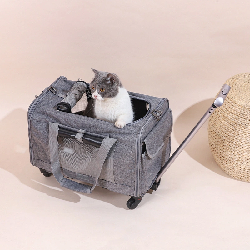 Detachable Pull Fod Wheel Large Waterproof Pet Carrier for Cats and Dogs