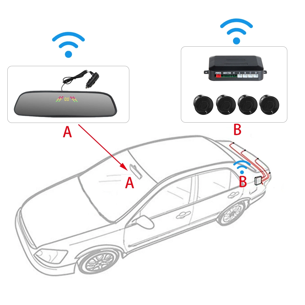 Wireless Front Parking Sensor Wireless Radar Reverse with LCD Display Screen