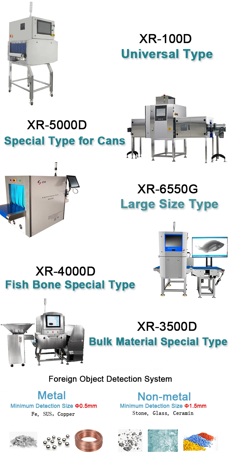 China Food Industrial X-ray Inspection Bulk Snacks Canned Can Cans Glass Bone and Metal Detector for Food Industry