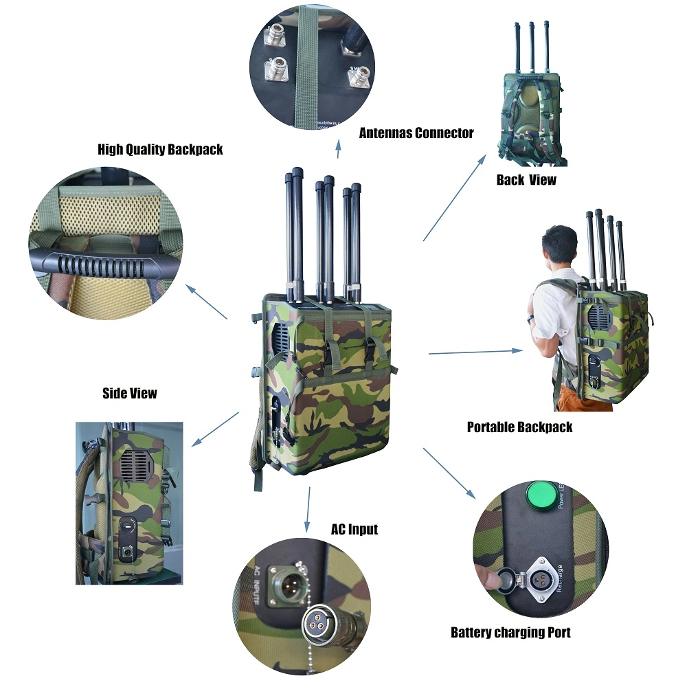 Anti-Terrorist 6 Bands Backpack Drone Jammer, Bomb Jammer