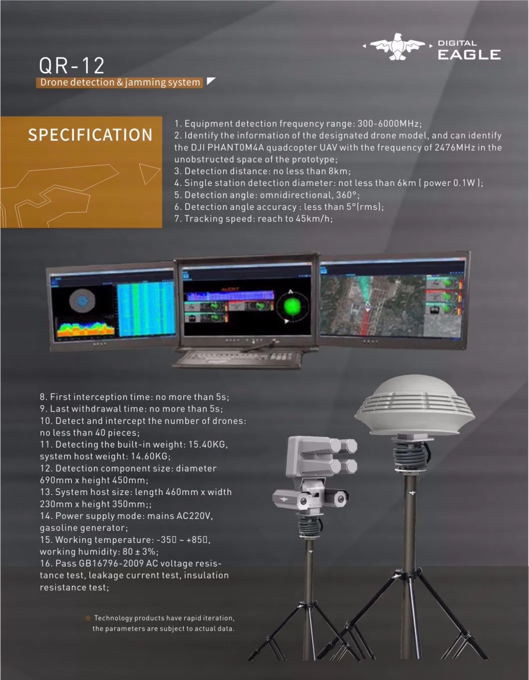 Qr-12 Digital Eagle Wide Coverage Uav Jammer Anti Drone System for Airspace Security