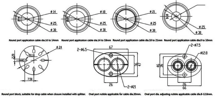 Mechanical Dome Optic Splice Closure 1+6 Ports, 288f