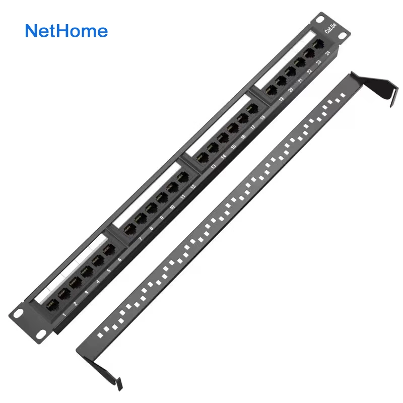 1u 24 Ports Module Detachable UTP CAT6 Straight-Through Network Cable Patch Panel