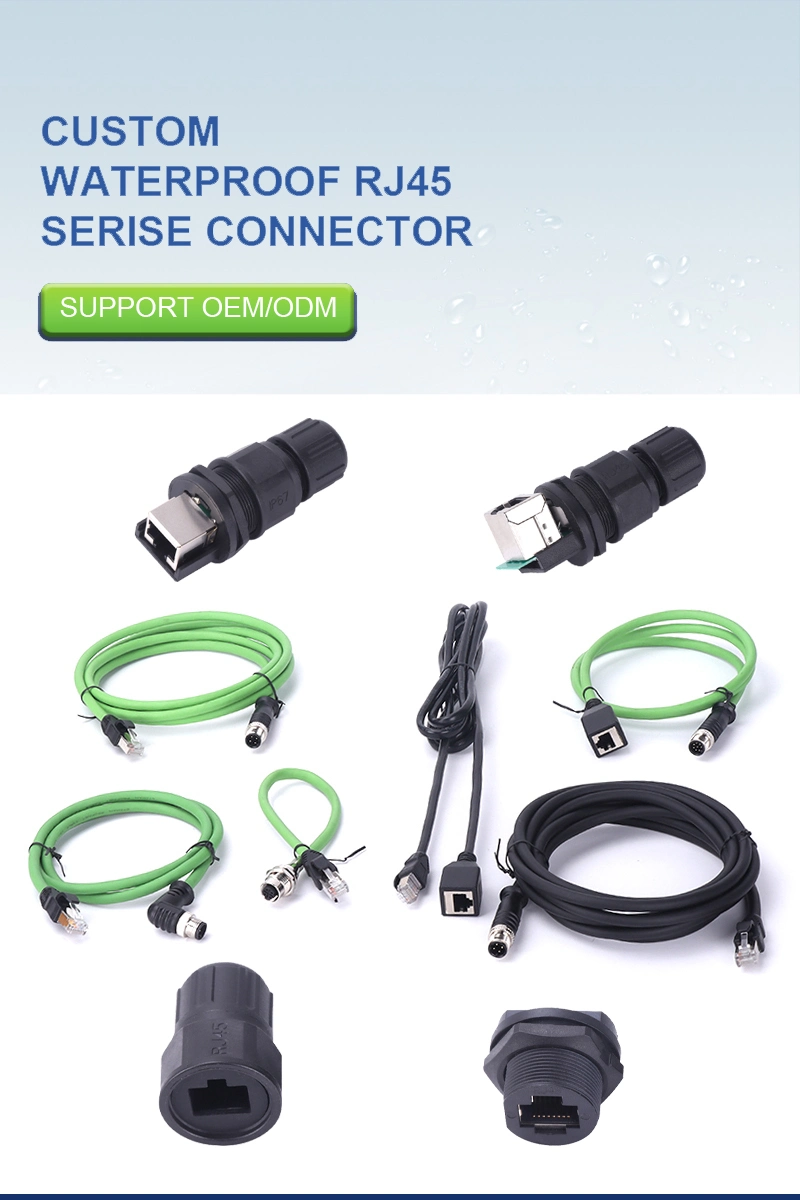 M12 Ethernet Rj 45 Female 8 Core Adpter 8 Pin Connector
