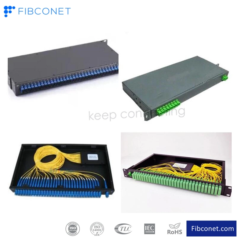 12/24 Port 1u Sc/LC/FC/St MPO Fiber Optic Distribution Frame Termination Box/ODF/Patch Panel with Splicing Tray