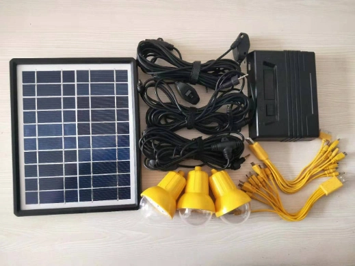 10W/10V Solar Panels with 3 LED Bulbs Mobile Charger Cable for India/Africa/Pakistan