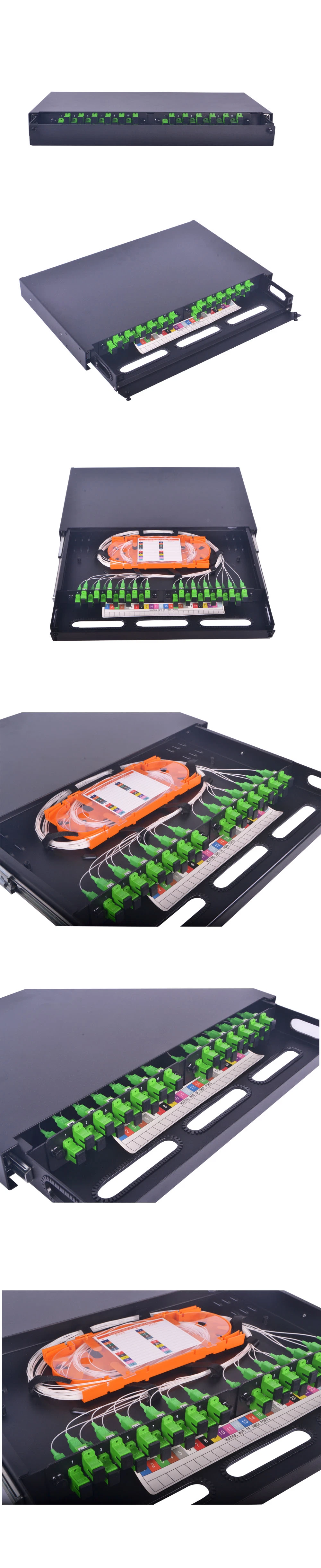 1u 19&quot; Rack Mount Slidingr-Drawer Type 24 Port Fiber Optic Patch Panel with Splice Tray