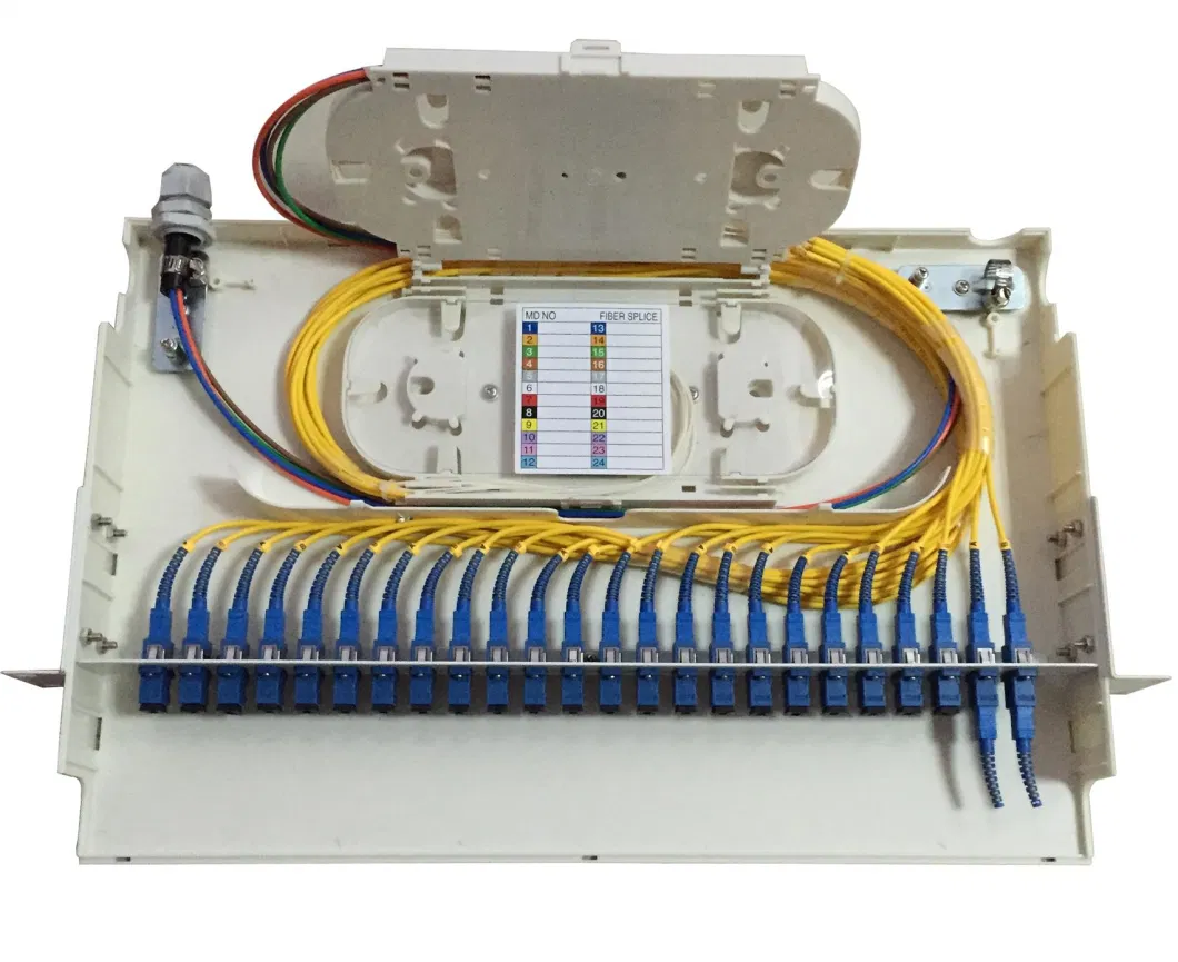 Factory Supply FTTH Patch Panel Sc/LC/FC/St 24 Port Fiber Optic Patch Panel for FTTX Network Cable Management