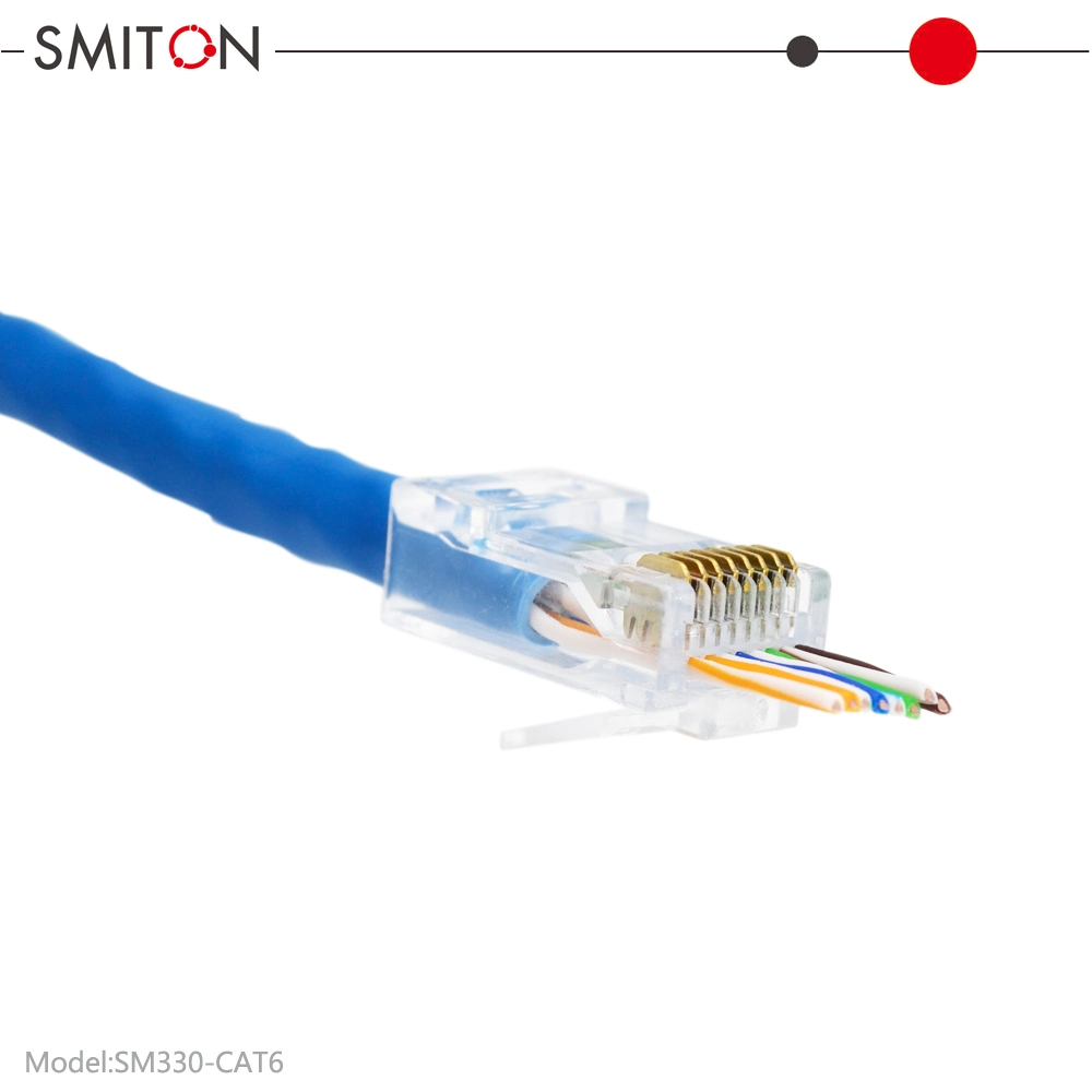 Ez RJ45 UTP Cat 6 Modular Plug 8p8c Ethernet Plug Pass Through Connector