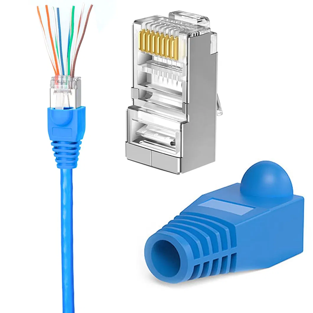 STP UTP Metal RJ45 Connector 8p8c Plug EXW High Quality CAT6 Ez Passthrough RJ45 Connector Plug Shielded for CAT6A Patch Cord Cat 5 Patch Cord PVC Cord