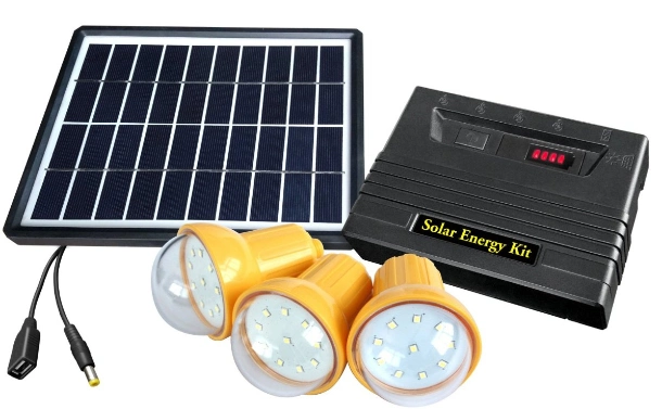 10W/10V Solar Panels with 3 LED Bulbs Mobile Charger Cable for India/Africa/Pakistan