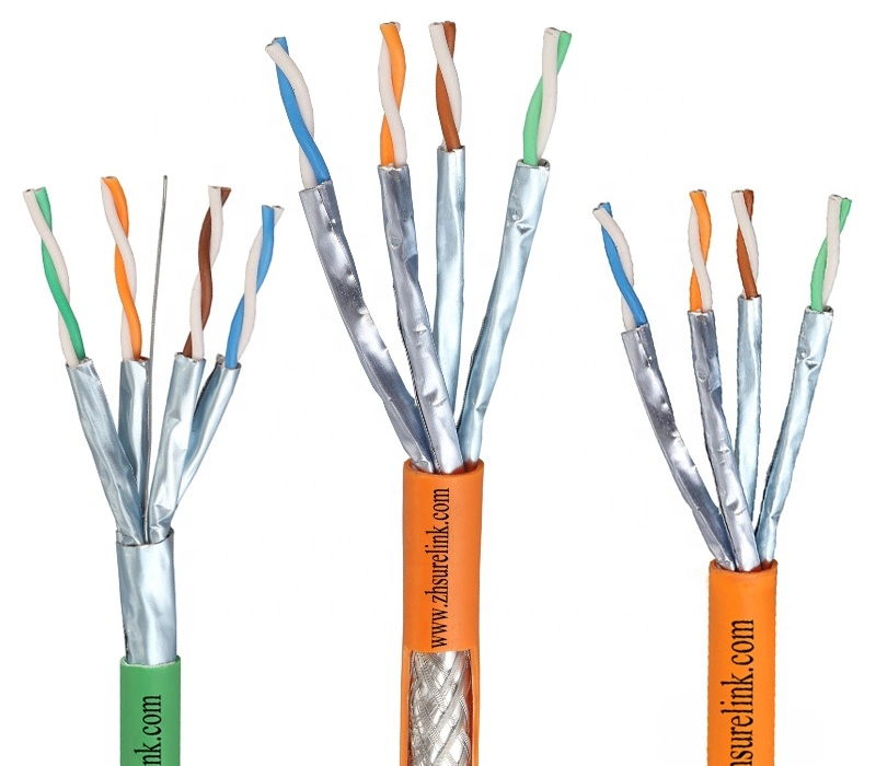 Customized 4pair 23AWG 550MHz Double Screen Network Internet Cable RJ45 Cable Fftp CAT6A Cat7