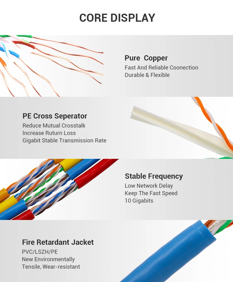 Network Cables 350MHz Requency Rating Data Centers Interior Ethernet Wire CAT6