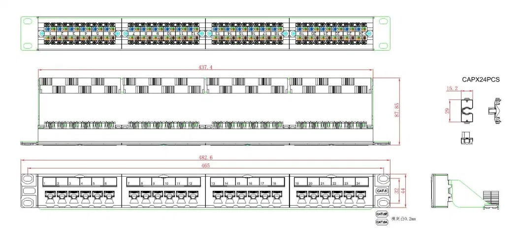 Network Cat5e CAT6 CAT6A RJ45 Full Loaded Patch Panel