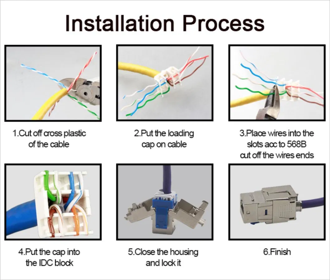 Gcabing 8p8c Toolless Cat7 Cat8 RJ45 Keystone Jack Shield Network Modularcat7 Cat8 Toolless FTP Keystone Jack