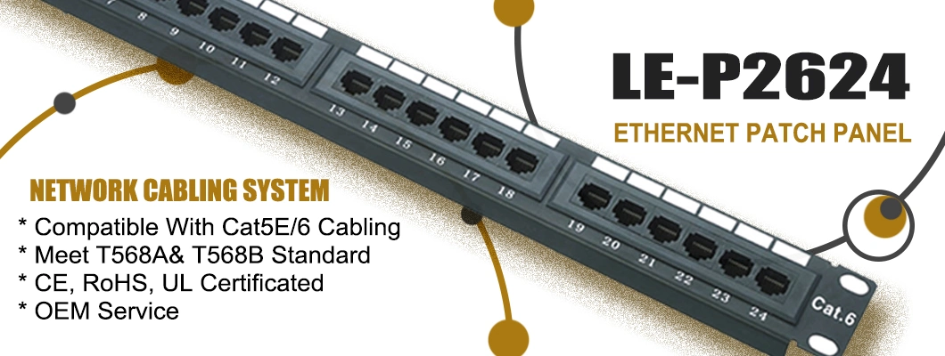 Le-P2624 UTP Cat5e CAT6 24 Port Cable Management Option Patch Panel
