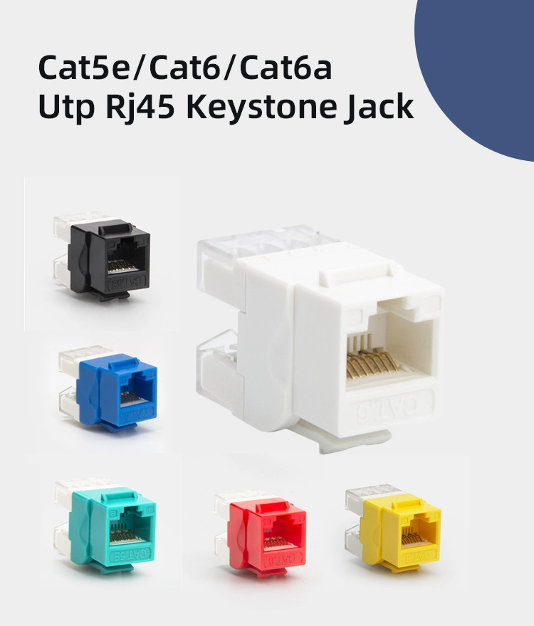 Networking White Color CAT6 Unshielded Modular Jack UTP Punch Down 180 Degree RJ45 Cat5e CAT6 CAT6A Keystone Jack