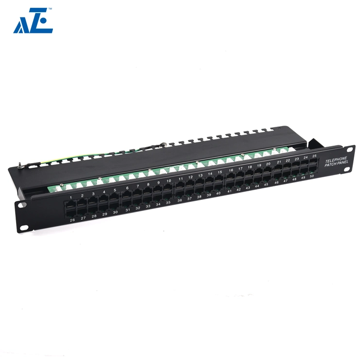 Aze 50 Port Cat3 Rj11 Voice Audio Patch Panel Media Enclosure Audio Patch Panel Rack- C3panel1u50