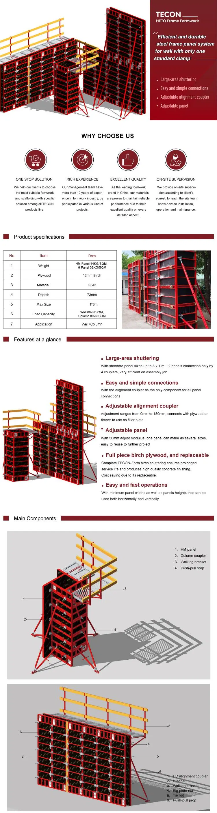 Tecon Painting Steel Frame and Plywood Panel for Construction Formwork