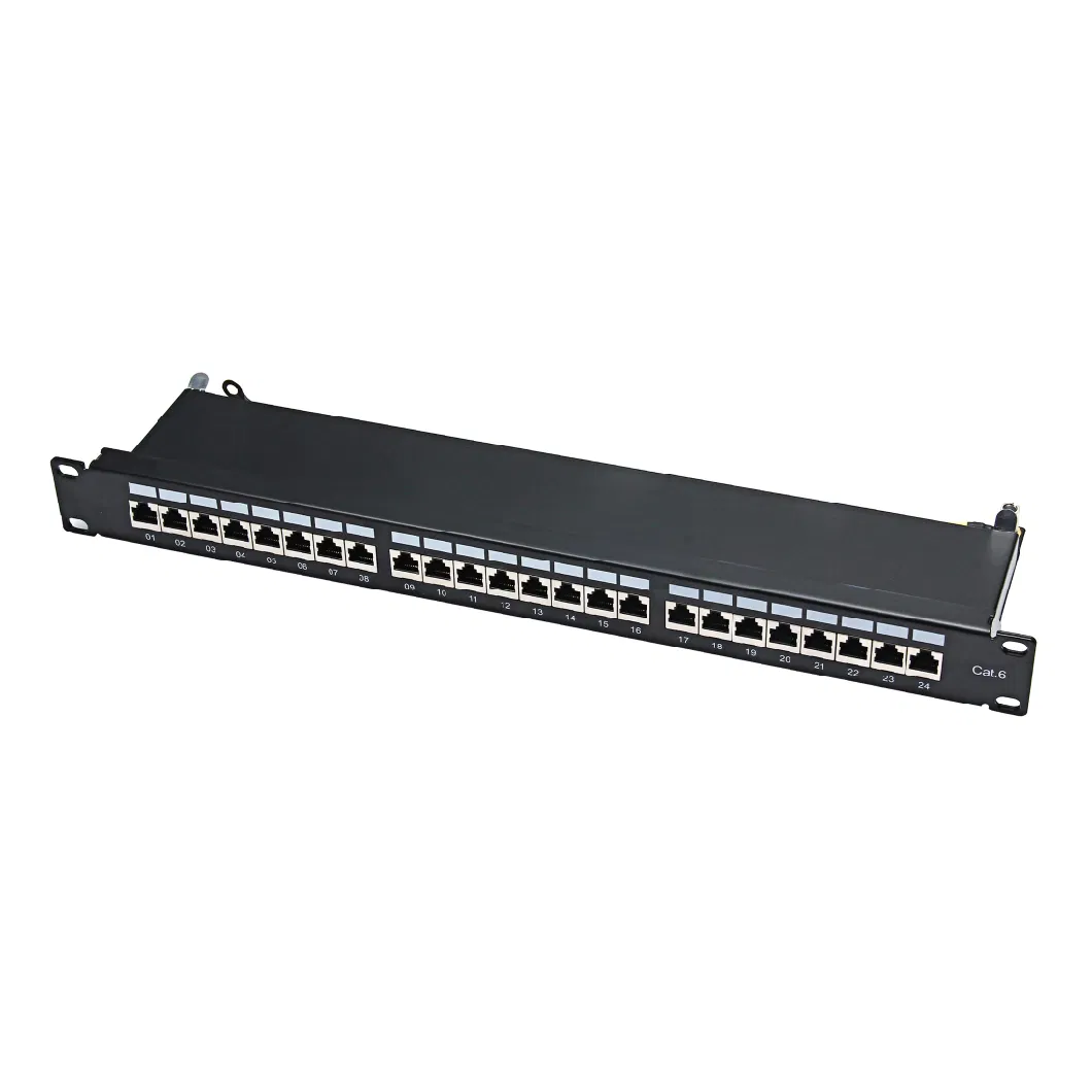 CAT6/CAT6A 1u 19&prime;&prime; 24ports FTP STP PCB Patch Panel Drawer Type 24 Ports Shielded Patch Panel