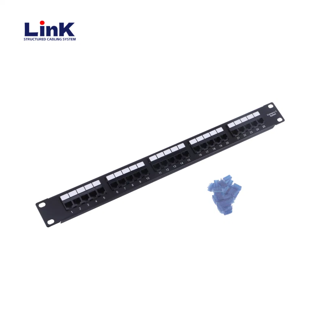 CAT6 24-Port Keystone Jack Shielded Patch Panel with Dust Covers for Data Centers