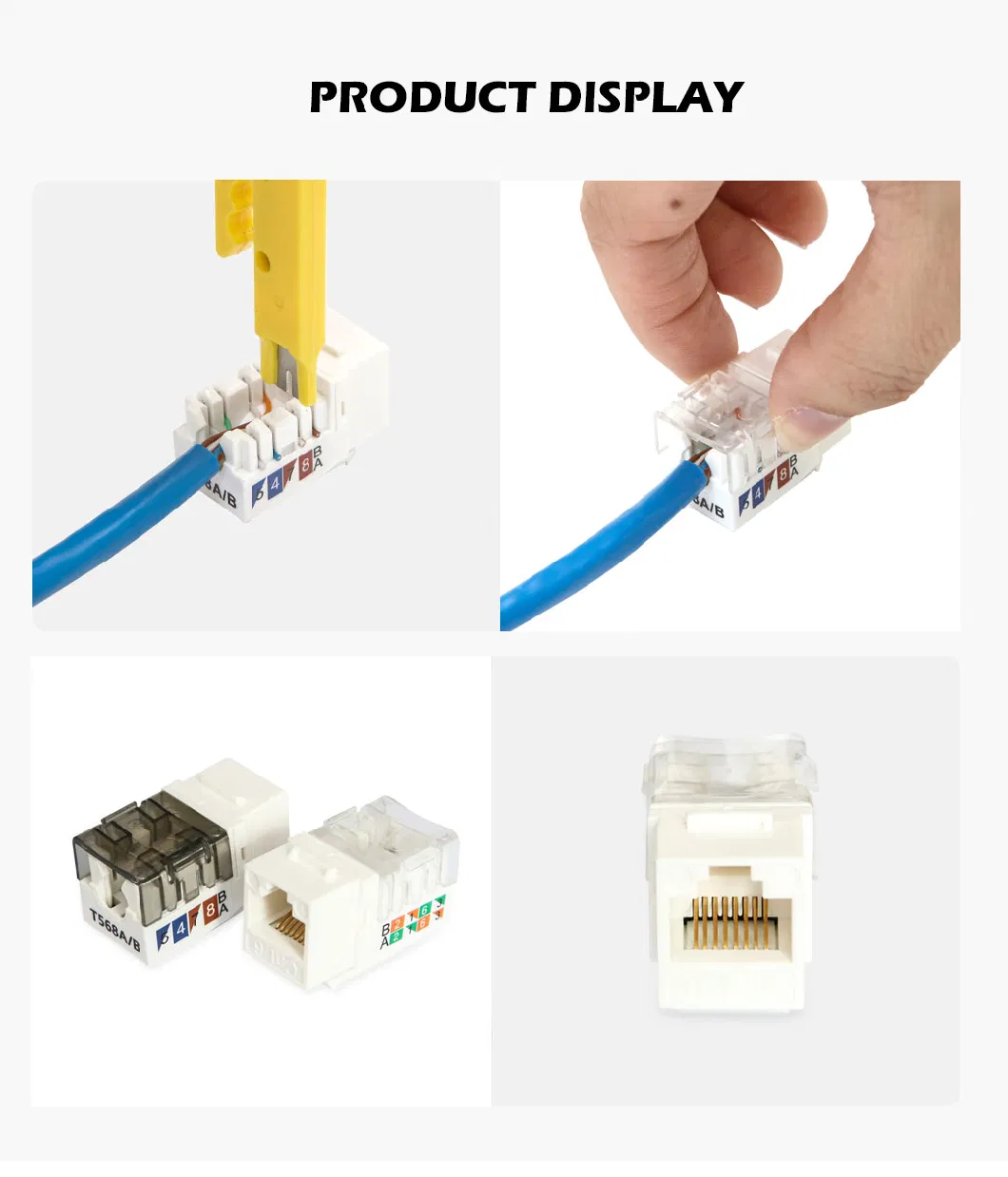 Gcabling RJ45 Punch Down Toolless Keystone Jack CAT6 CAT6A Keystone