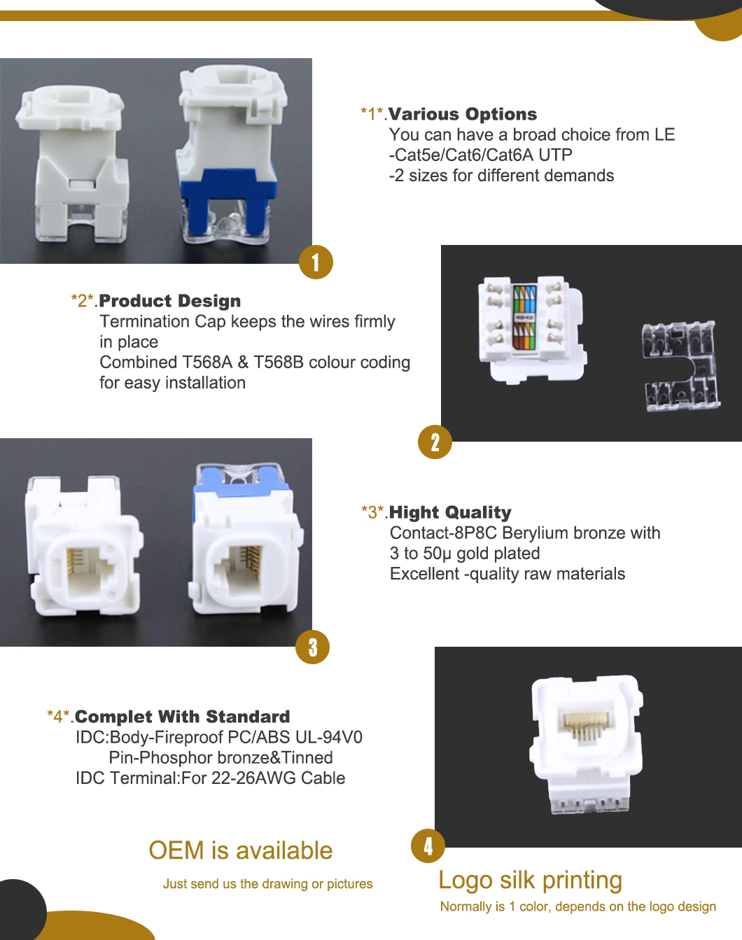 Australian Style Cat5e Cat 6 RJ45 Jack UTP Keystone Jack