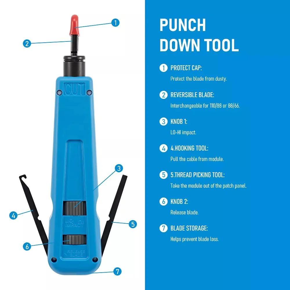 Crimping Tool Krone Insertion Tool Network Punch Impact Rj11 RJ45 Easy Punch Down Tool