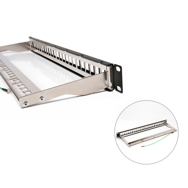 24 Port 1u Modular Patch Panel, Suitable for Cat. 6/6A Shielded Keystone Jack