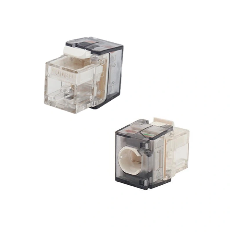 RJ45 180 Degree Unshielded Keystone Jack CAT6A UTP 8p8c Network Connector Tooless Keystone with LED