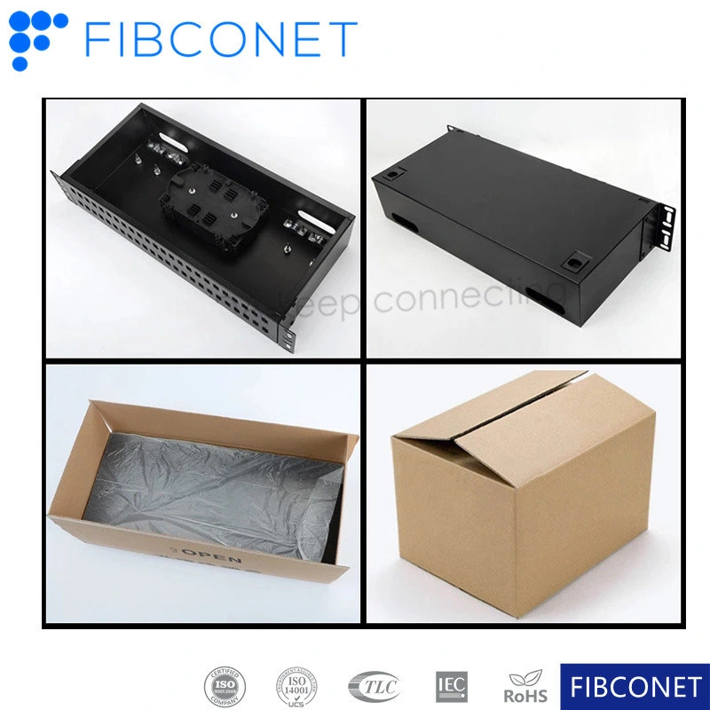 12/24 Port 1u Sc/LC/FC/St MPO Fiber Optic Distribution Frame Termination Box/ODF/Patch Panel with Splicing Tray