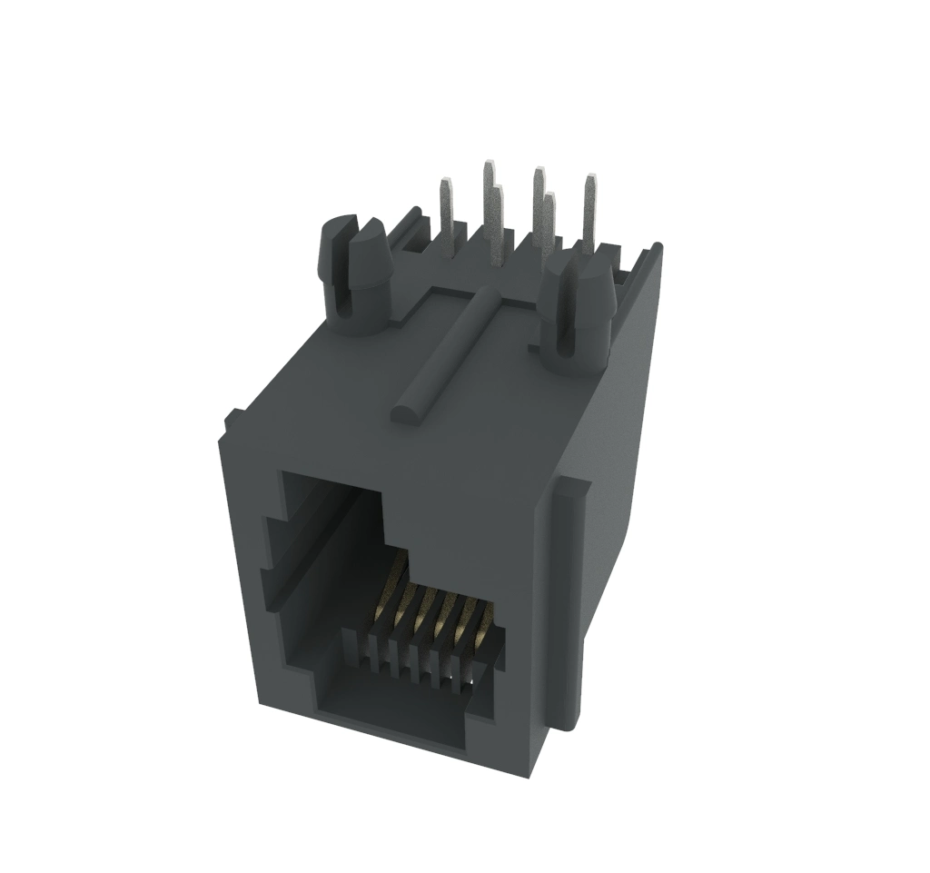 Unshield Tab Down 6p Rj12 Modular PCB Jack with Left Position