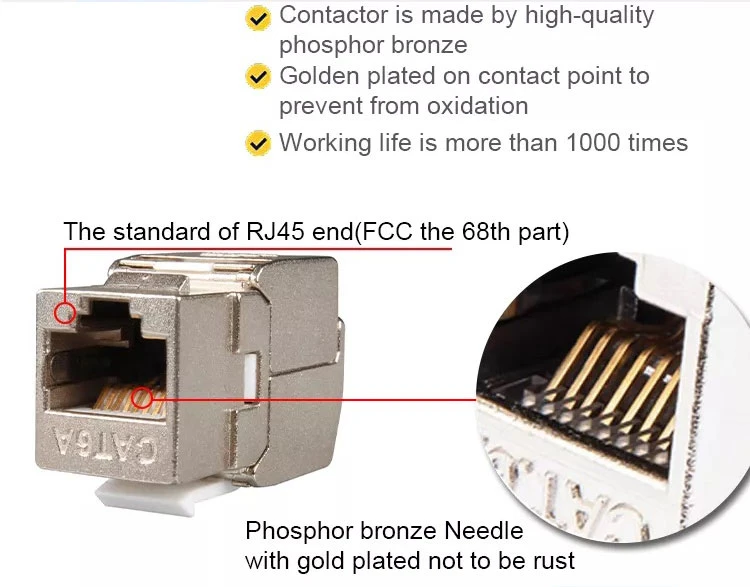 Cat7 RJ45 Keystone Jack, Toolless STP Keystone Shielded 180 Degrees Toolless 8p8c STP FTP CAT6 Keystone Jack