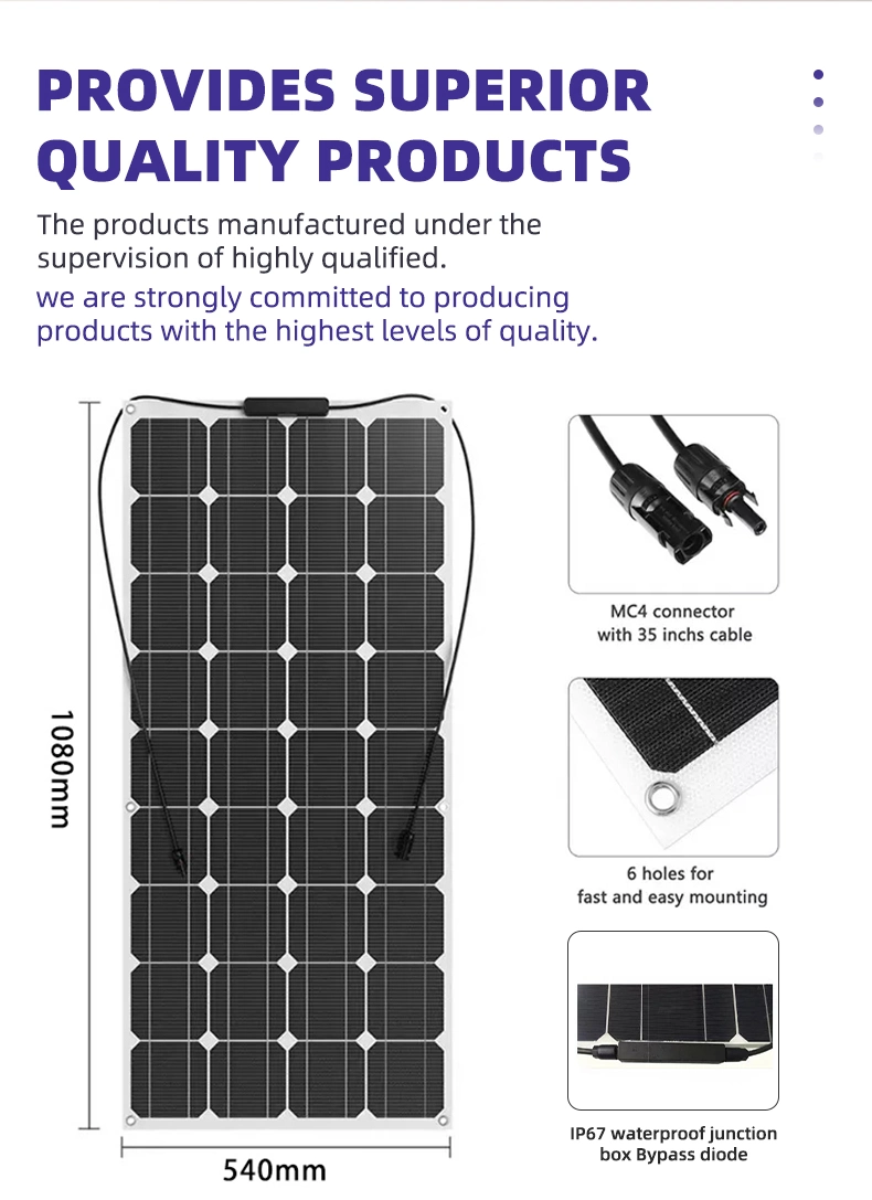 Jcn ETFE Module Flexibility Solar Panels 70W 130W 140W 160W Flexible Portatil Solar Panel for Boats Roof with Mc4 Cables