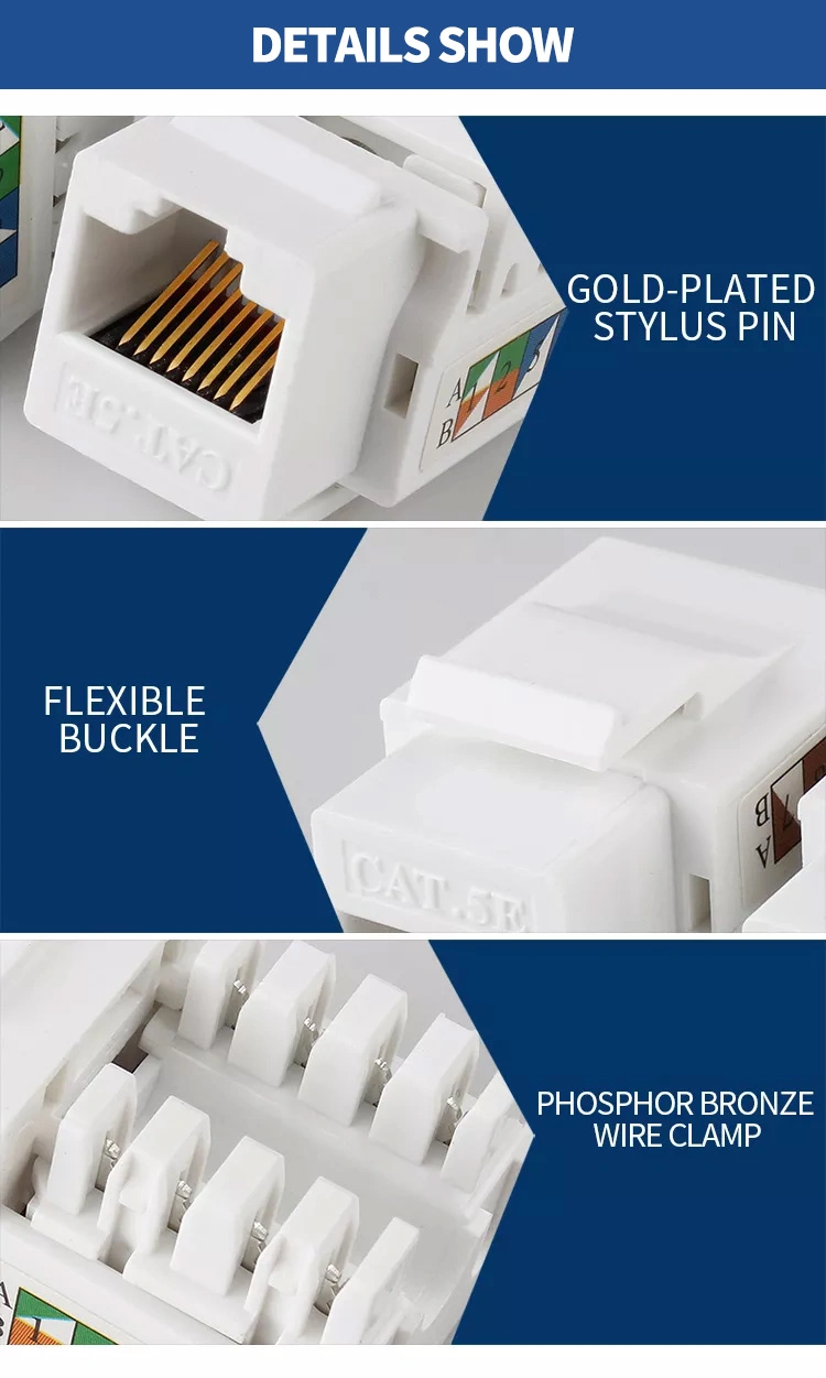 180 Degree UTP/FTP/STP RJ45 Connector 8p8c Tool-Free RJ45 CAT6 Keystone Jack