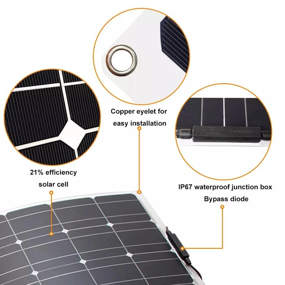 Jcn ETFE Module Flexibility Solar Panels 70W 130W 140W 160W Flexible Portatil Solar Panel for Boats Roof with Mc4 Cables