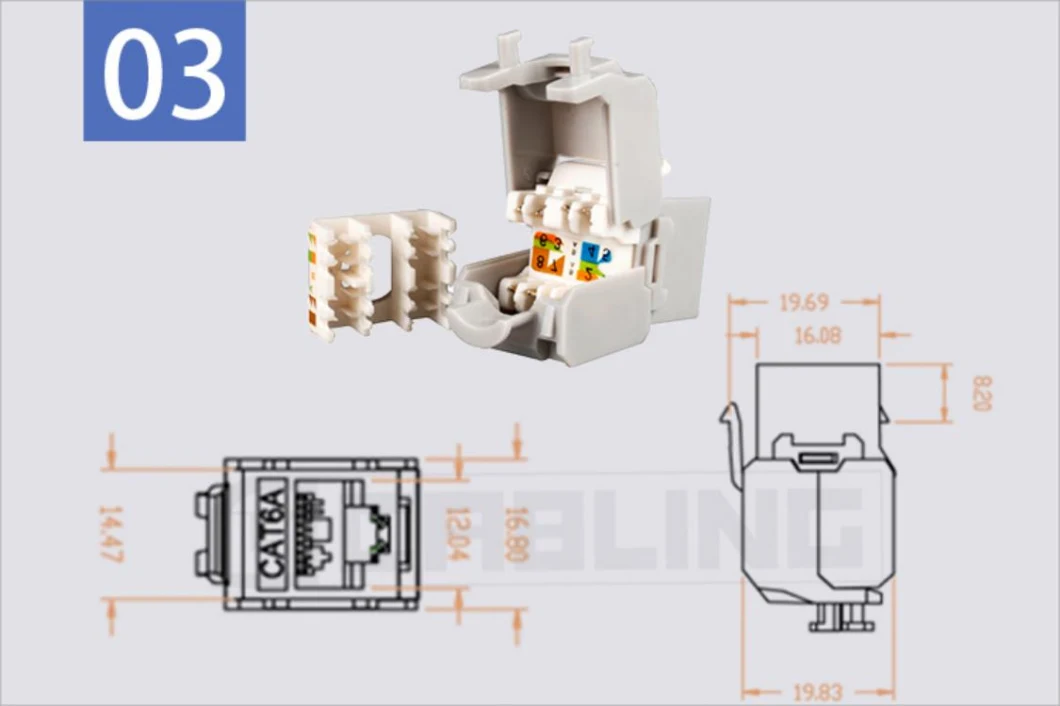 Gcabling Female RJ45 Keystone Jack CAT6 CAT6A Ethernet Wall Jack