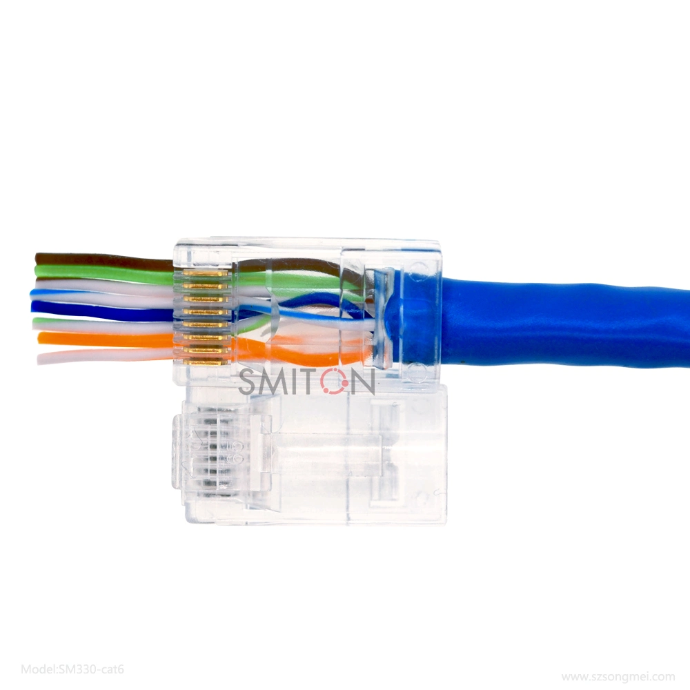 Ez RJ45 UTP RJ45 Connector Cat 6 5e Modular Plug 8p8c Ethernet Cat5e CAT6 RJ45 Plug RJ45 Pass Through Connector