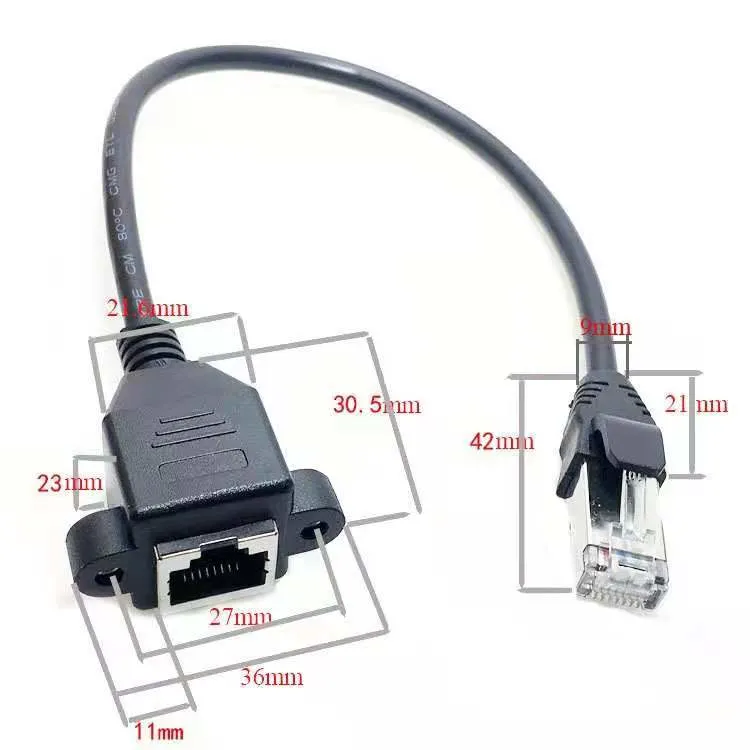 Panel Mount RJ45 Male to RJ45 Female Extension 8p8c Network LAN Cable