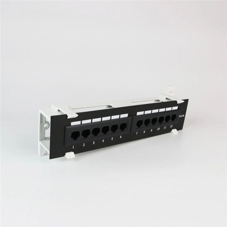Hot Selling 12 Port Cat5e UTP Rack Mounted Modular Patch Panel with Back Bar