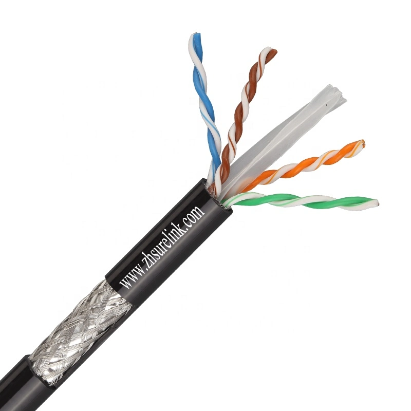 Customized 4pair 23AWG 550MHz Double Screen Network Internet Cable RJ45 Cable Fftp CAT6A Cat7