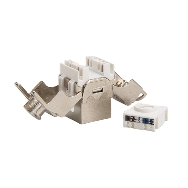 Networking RJ45 Shielded Cat5e/CAT6/CAT6A 180 Degree Tool-Less Keystone Jack Modular Connector