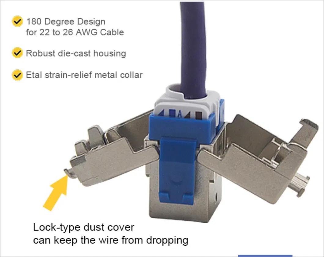 Gcabing 8p8c Toolless Cat7 Cat8 RJ45 Keystone Jack Shield Network Modularcat7 Cat8 Toolless FTP Keystone Jack