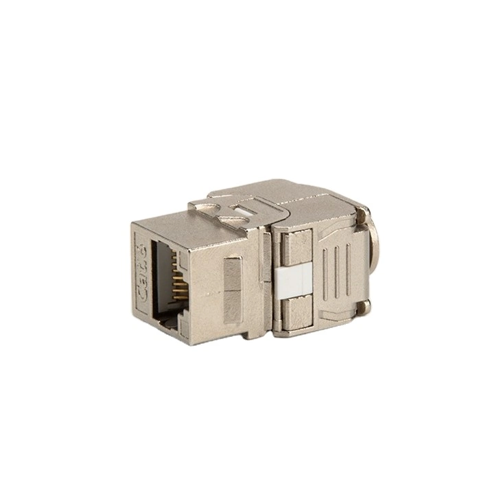 Networking RJ45 Shielded Cat5e/CAT6/CAT6A 180 Degree Tool-Less Keystone Jack Modular Connector