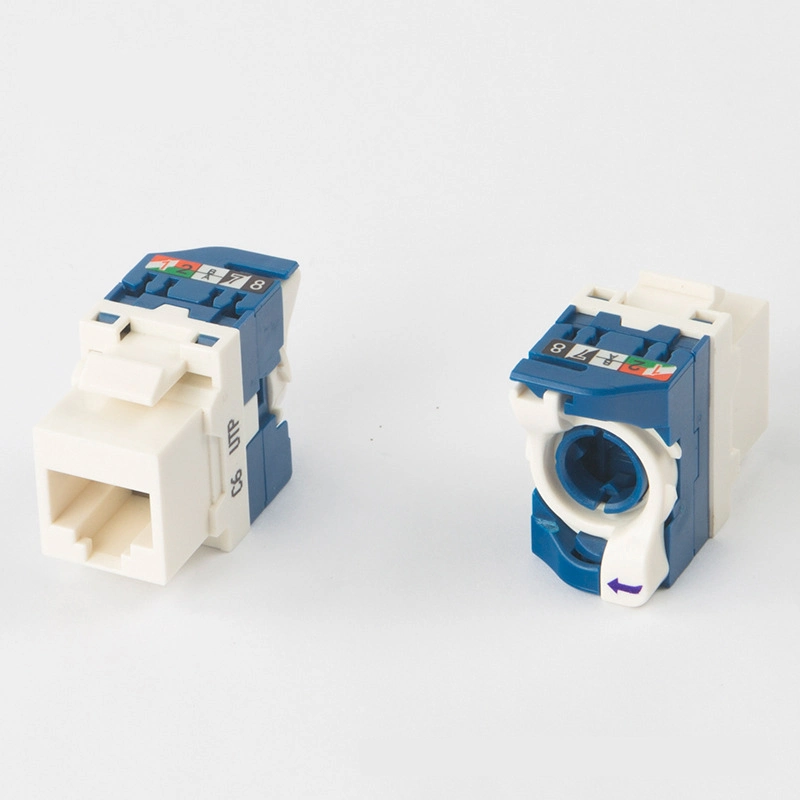 CAT6 UTP Rotating 180 Degree Tool-Less RJ45 Keystone Jack Blue